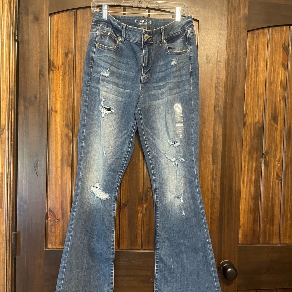 Maurices Medium Blue Distressed Bootcut Jeans